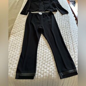 Joseph Ribkoff pull on pants with faux leather trim cuff